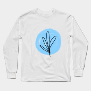 Blue watercolor line art abstract art Long Sleeve T-Shirt